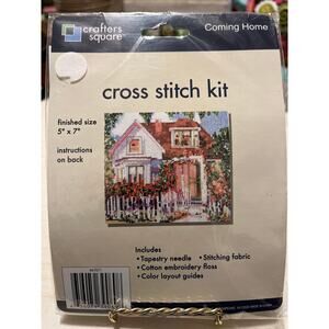 Coming Home  Cross Stitch Kit Crafters Square  House Fence Flowers